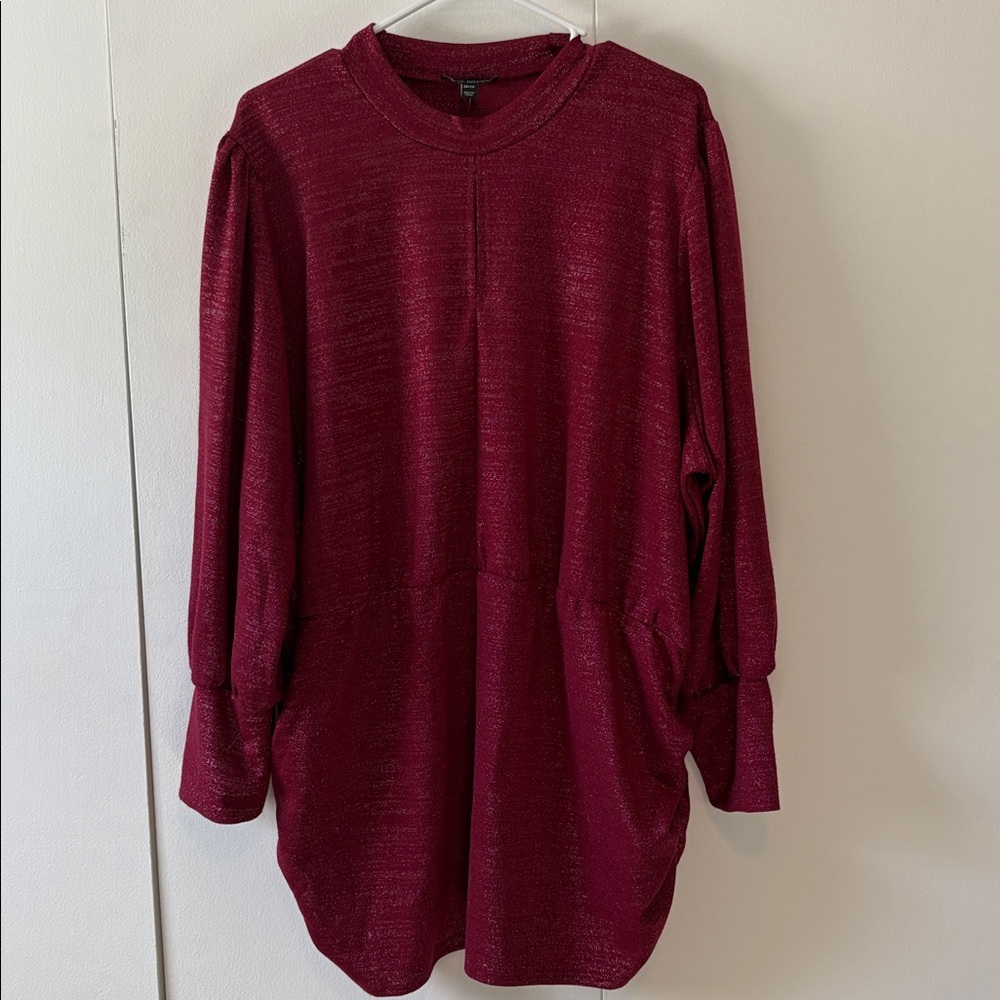 Lane Bryant Sparkling Red Knit Keyhole‎ Top